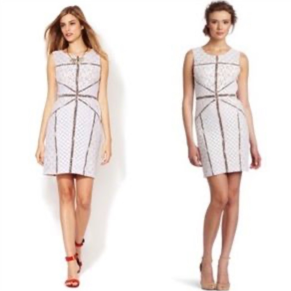 BCBGMaxAzria White and Black Geometric Mini Dress